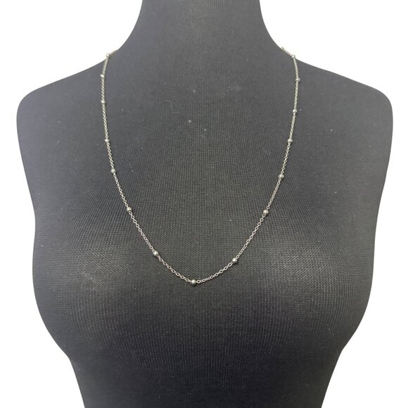 Beaded Sterling Silver Chain Necklace Lightweight Simple Design 28 Inches Lobste - Picture 1 of 3